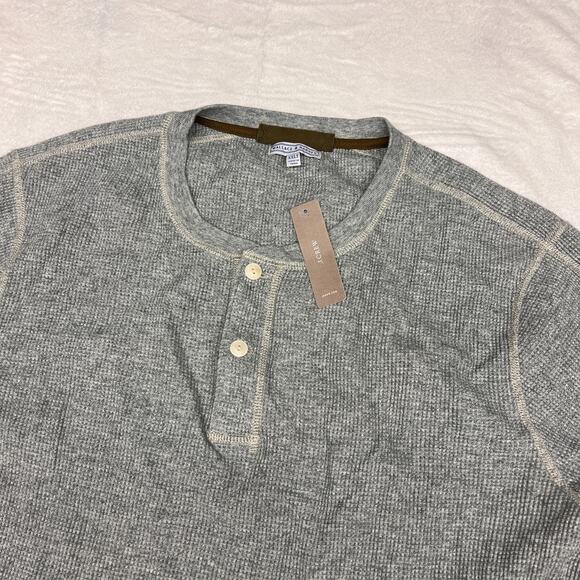 Wallace & Barnes Thermal Shirt Mens XXLT Gray Waffle Knit Henley Tee Casual - Picture 3 of 8